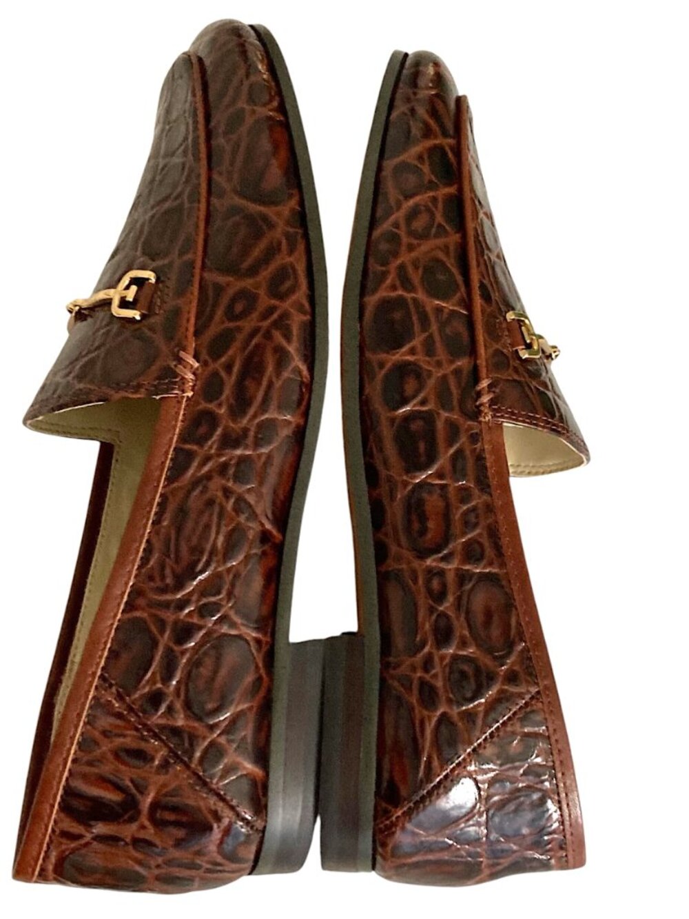 NEW Sam Edelman Loraine Croc-Effect Horsebit Slip On Loafers Size 7.5 M Brown - Picture 5 of 10